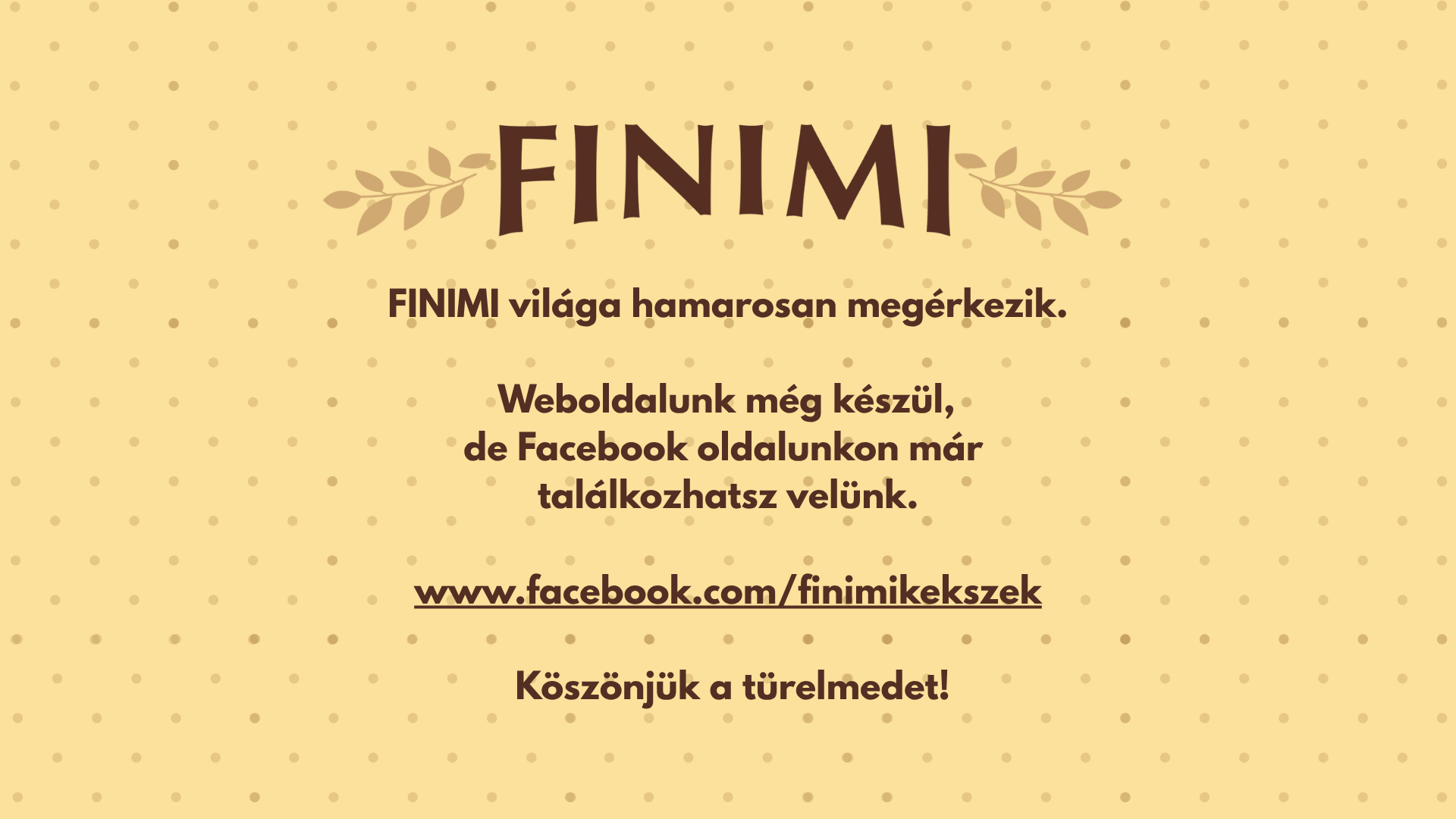 FINIMI hamarosan